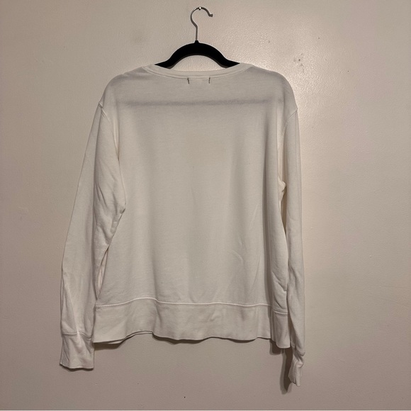 Alex Mills Cotton Pocket Long Sleeve Sweatshirt top size Medium White - Picture 5 of 5